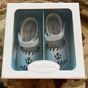 Ralph Lauren, navy and white sandals size 4